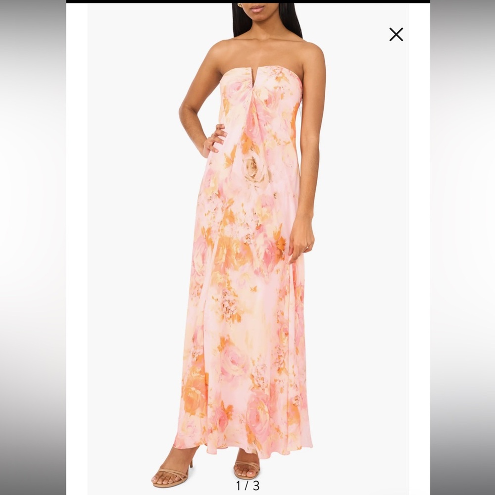 PARKER Peach Nectar Floral Strapless Dress - NWT